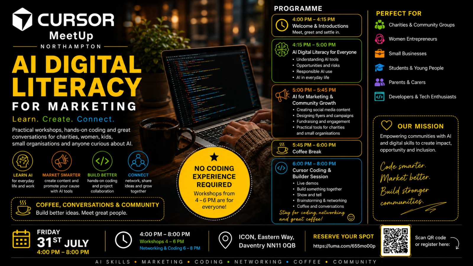 Cursor Meetup Northampton — AI Digital Literacy for Marketing, 31 July 2026 at ICON Daventry